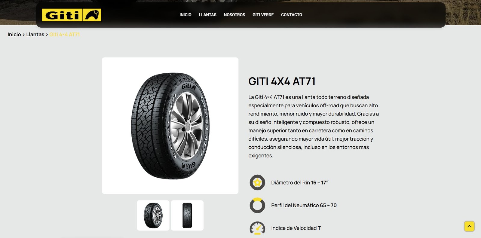 Captura del sitio de Giti Tire México — sección 4