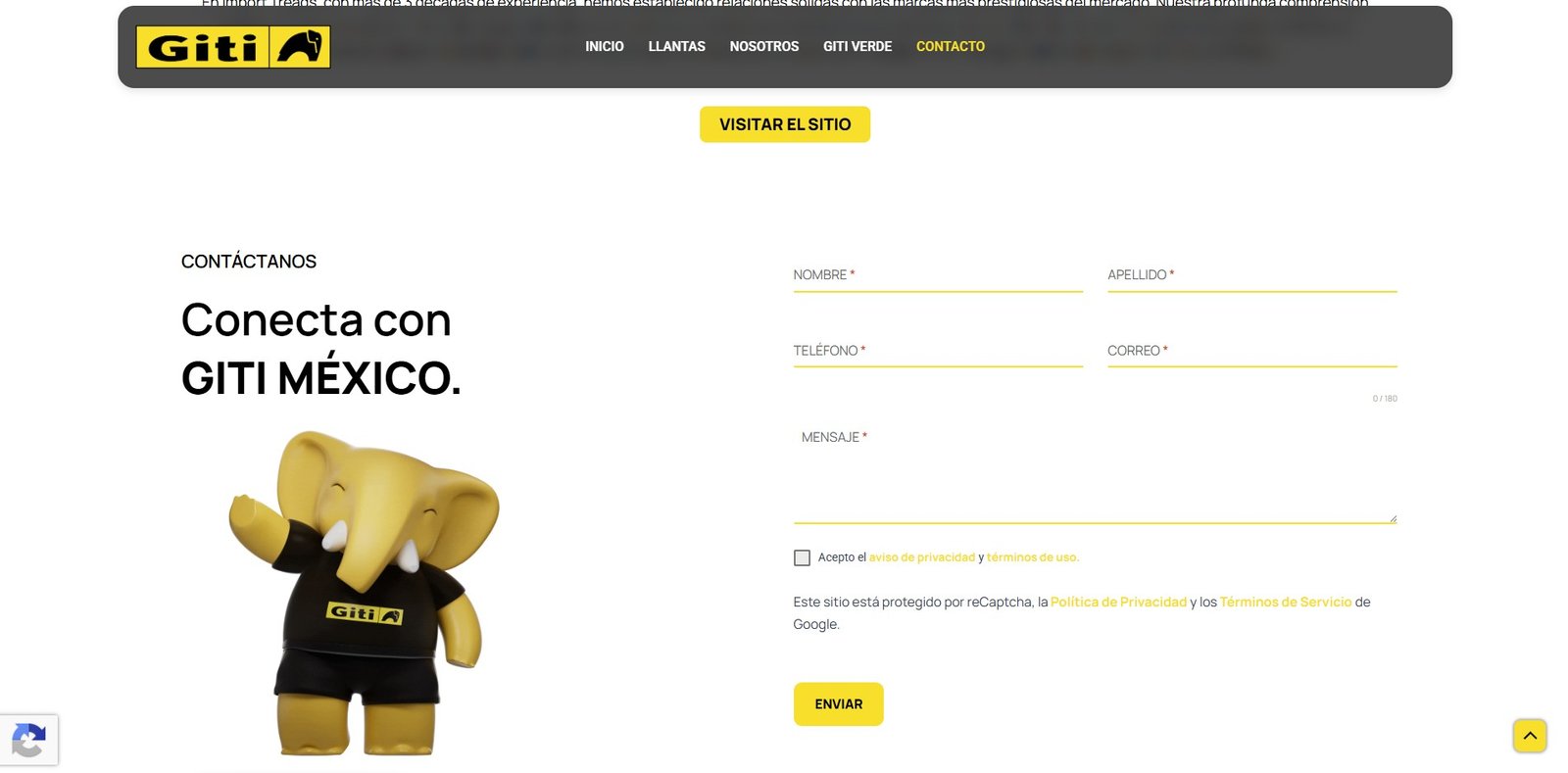 Captura del sitio de Giti Tire México — sección 7