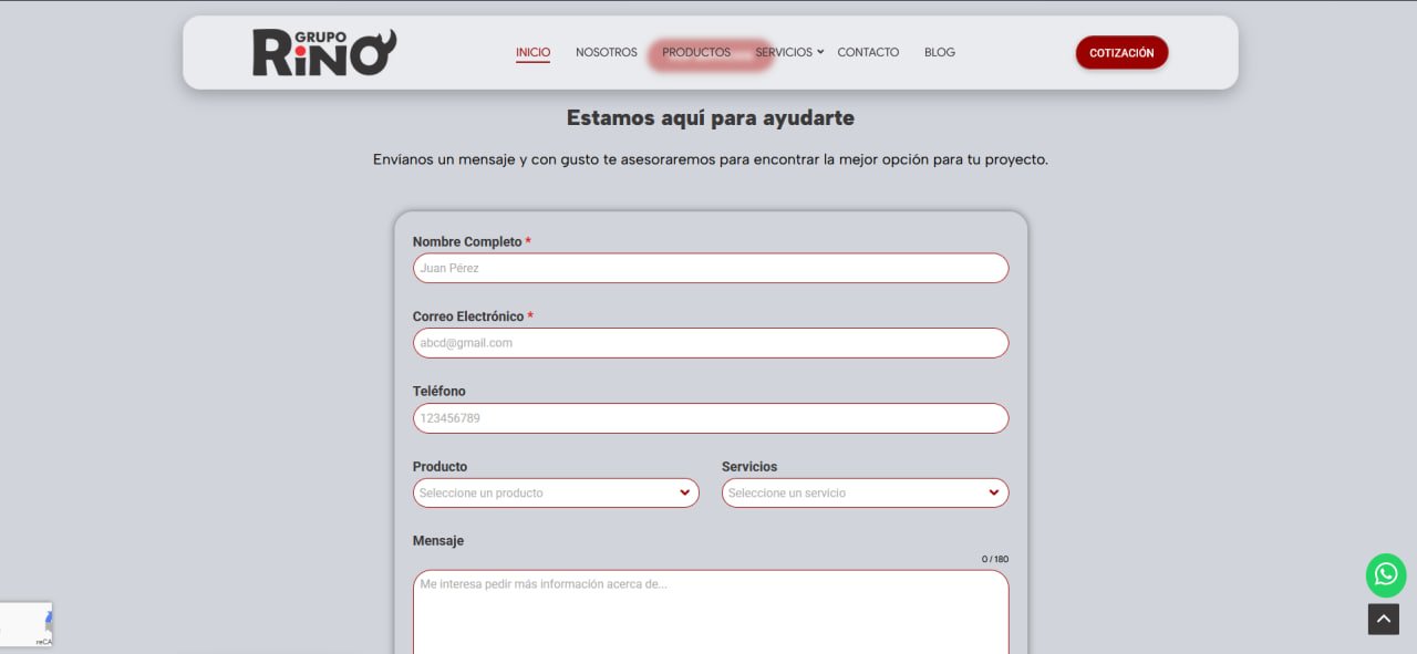 Captura del sitio de Grupo Rino — sección 5